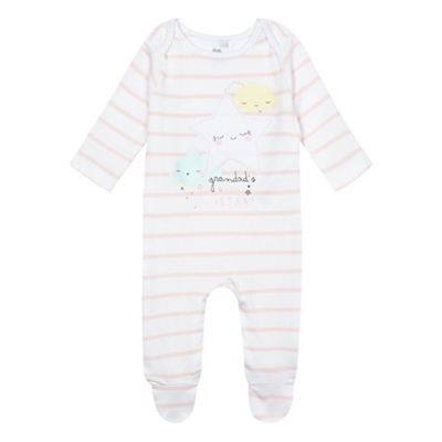 Baby girls' pink 'Grandad's little star' slogan print sleepsuit